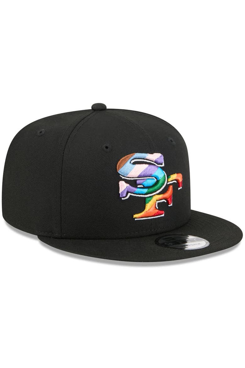 Men's New Era Black San Francisco 49ers Pride 9FIFTY Snapback Hat, Alternate, color, Black