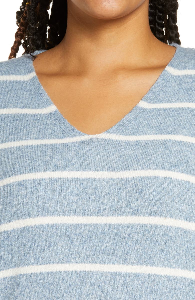 VERO MODA CURVE Doffy Stripe Long Sleeve Recycled Blend Sweater Dress, Alternate, color, 