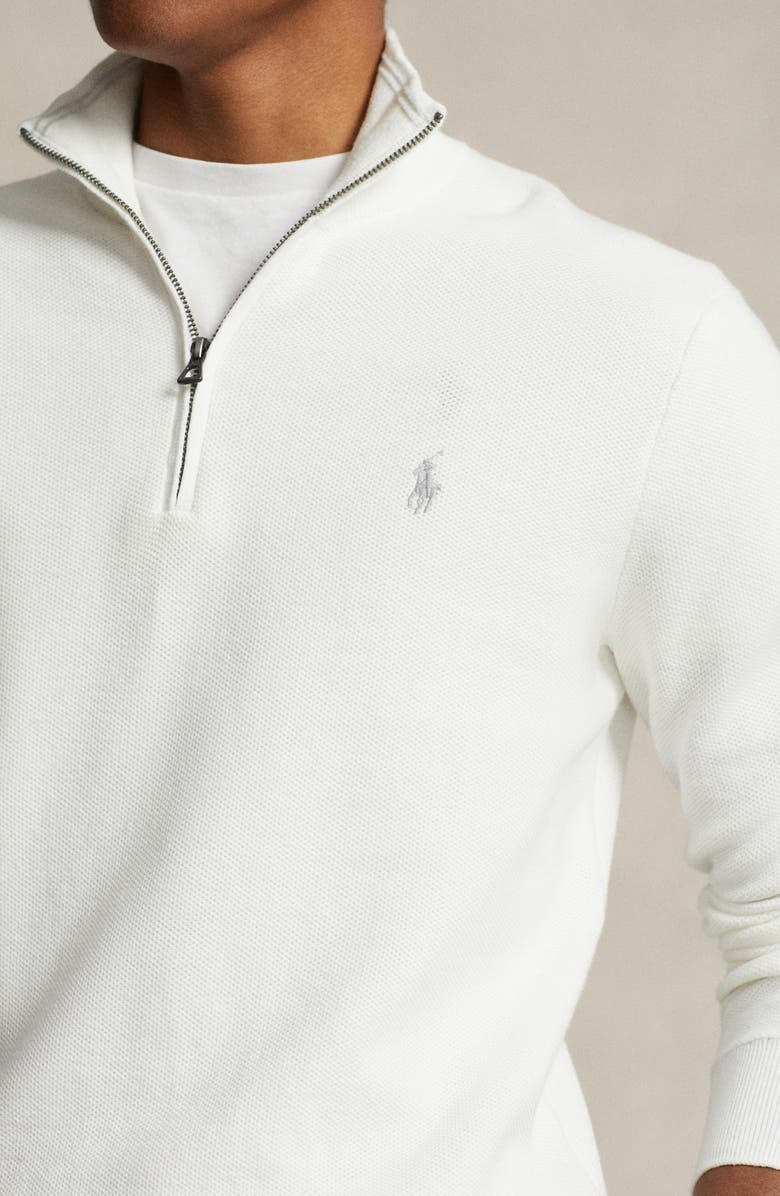 Polo Ralph Lauren Quarter Zip Cotton Sweater, Alternate, color, Deckwash White