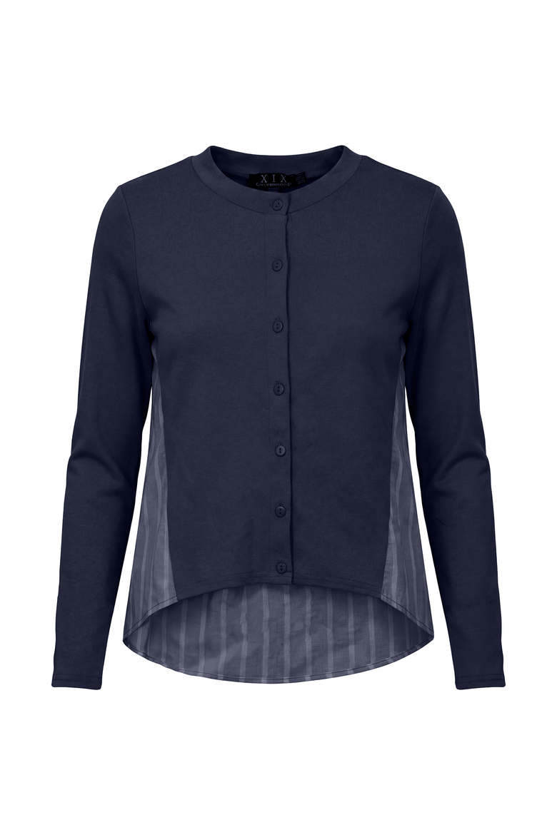 Cropped Cotton Cardigan Shirt Combo, Main, color, Dark Denim