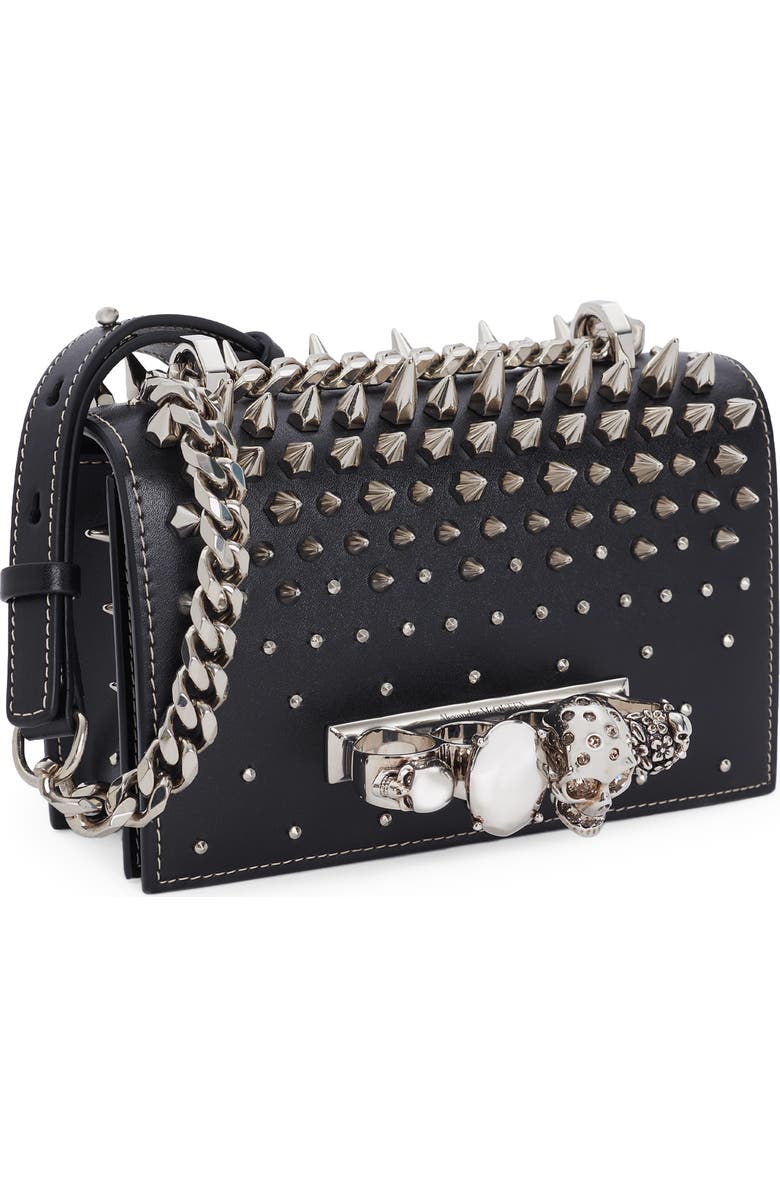 McQueen Jeweled Studded Leather Crossbody Bag, Alternate, color,