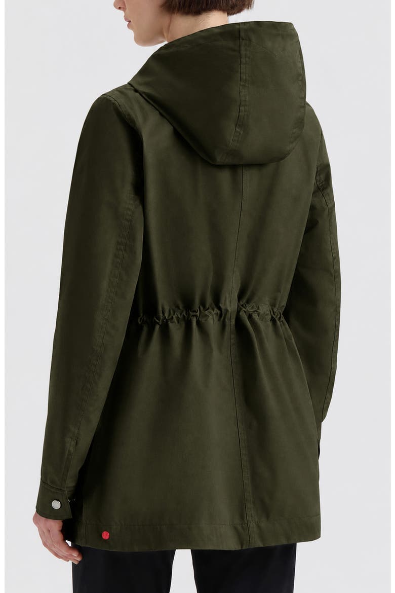 Adela Water Repellent Cotton Canvas Hooded Jacket, Alternate, color, HUNTER GREEN