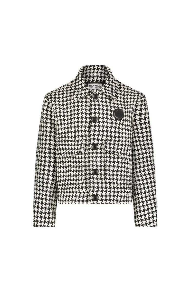 SAINT PERRY Houndstooth Boxy Fit Jacket, Main, color, Black And White