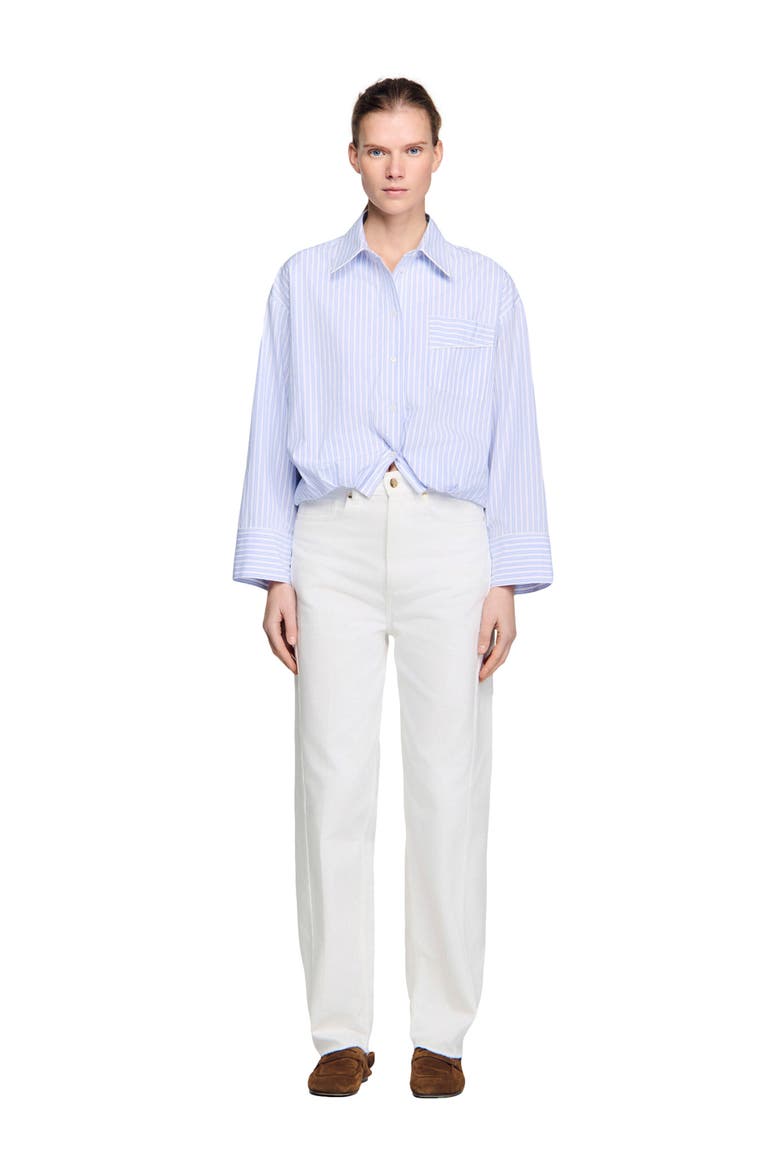 Cropped striped shirt, Alternate, color, Blu / white