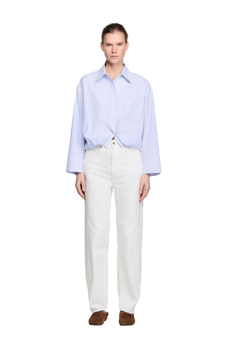 SANDRO Cropped striped shirt, Alternate, color, Blu / White