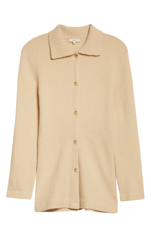 Vince Fitted Polo Collar Wool & Cashmere Blend Cardigan In Neutral