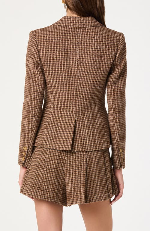 Astr The Label Houndstooth Fitted Blazer In Brown