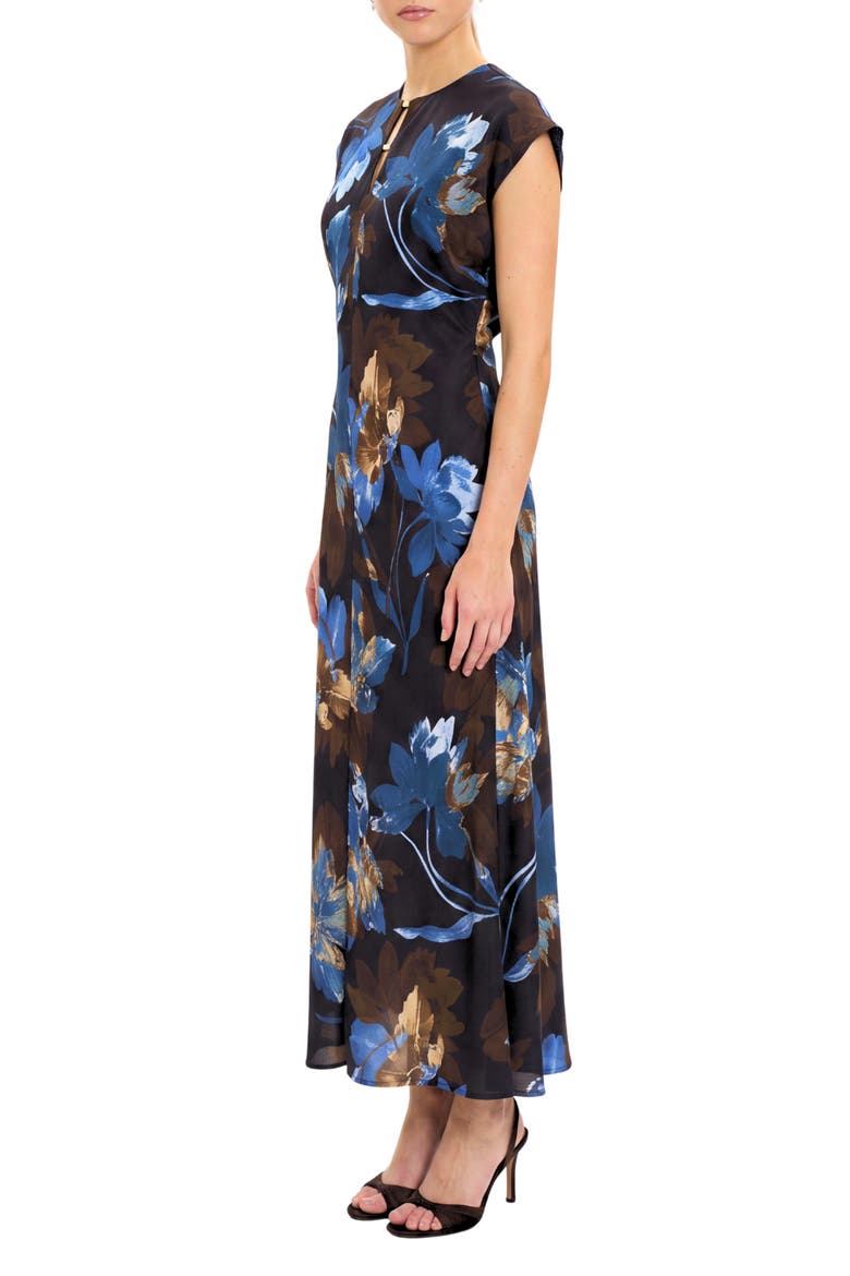 Floral Printed Maxi Dress, Alternate, color, NAVY/ YELLOW