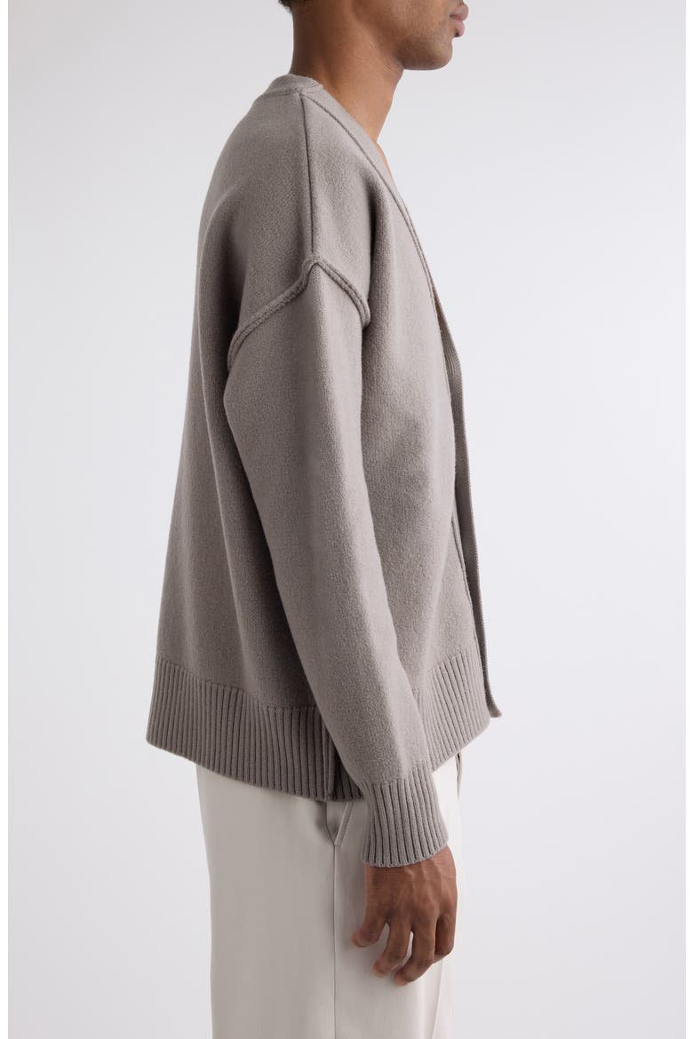 Ami De Coeur Intarsia Merino Wool Cardigan, Alternate, color, ASH/ OFFWHITE