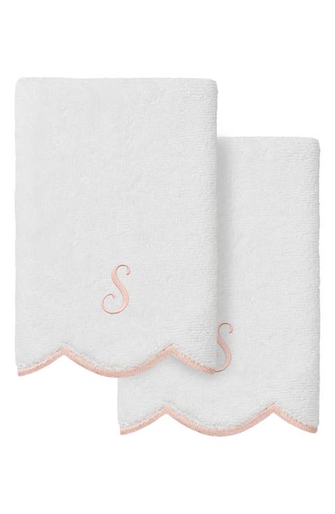 Scallop Set of 2 Monogram Fingertip Towels