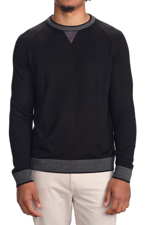 Merino Wool Raglan Sleeve Crewneck Sweater