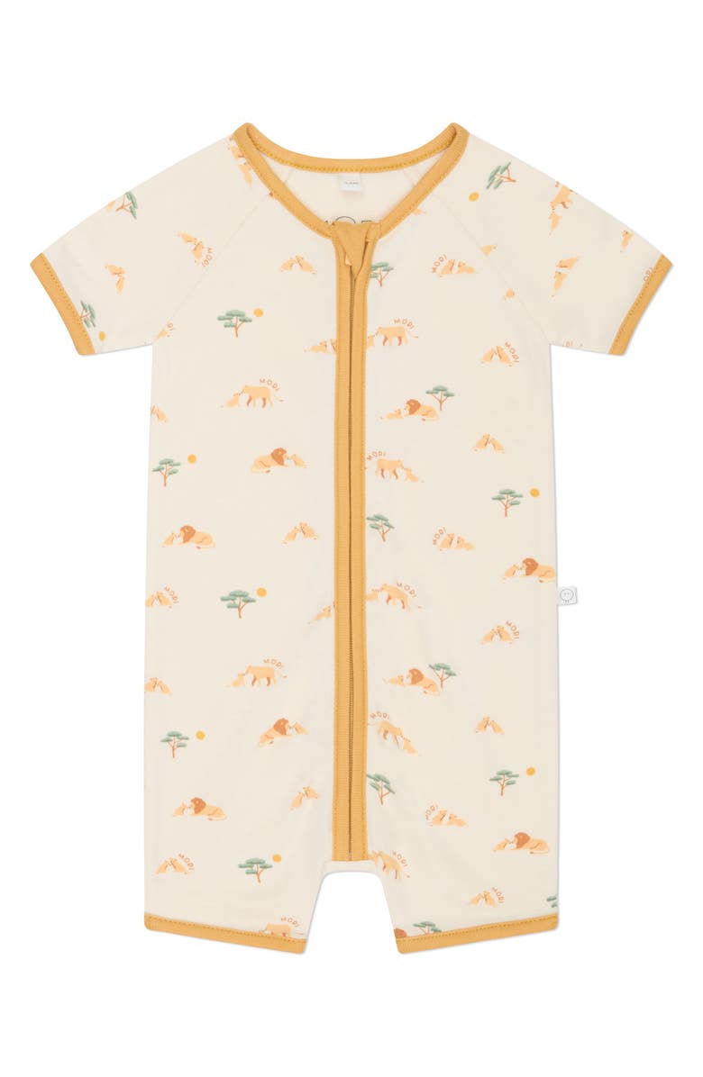 MORI Lion Print Fitted One-Piece Short Pajamas, Main, color, 