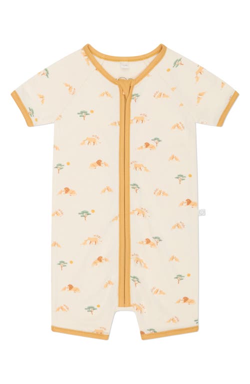 Mori Lion Print Fitted One-piece Short Pajamas In Lion Print