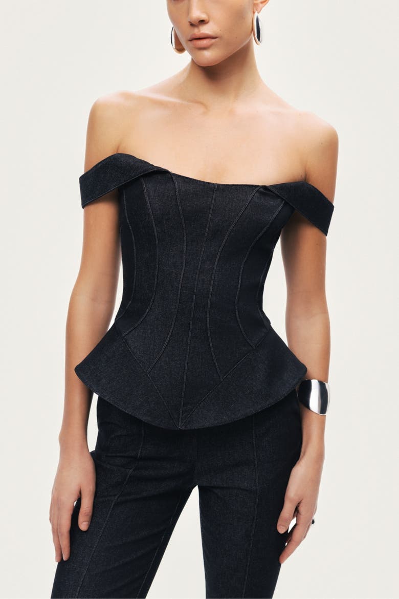 Off-Shoulder Sculpted Bustier, Main, color, Black