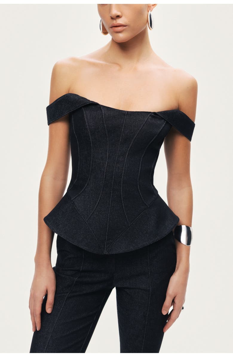 Nocturne Off-Shoulder Sculpted Bustier, Main, color, Black