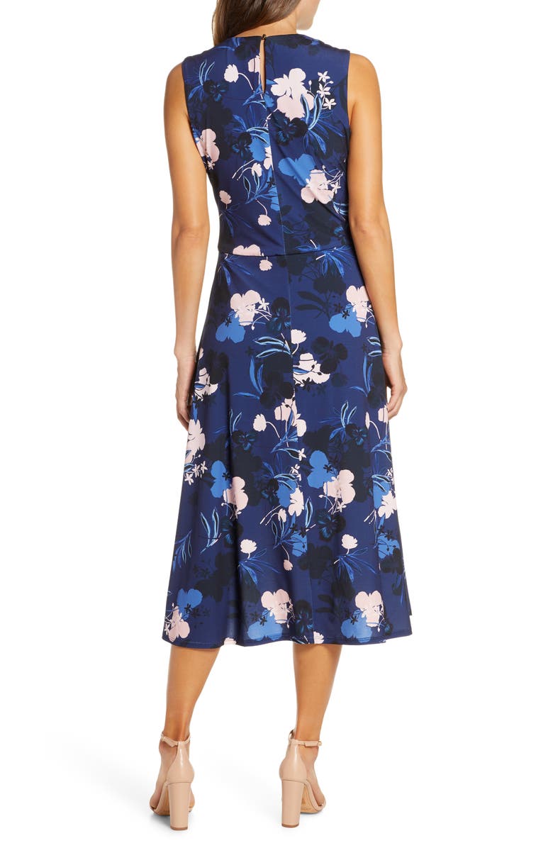 Vince Camuto Floral Twist Front Sleeveless Midi Dress, Alternate, color,