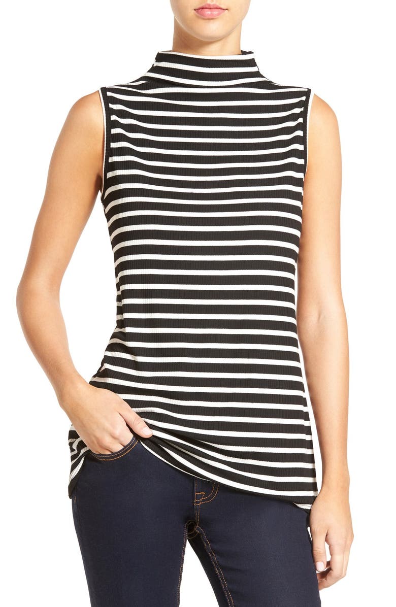 Ten Sixty Sherman Stripe Ribbed Mock Neck Tank | Nordstrom
