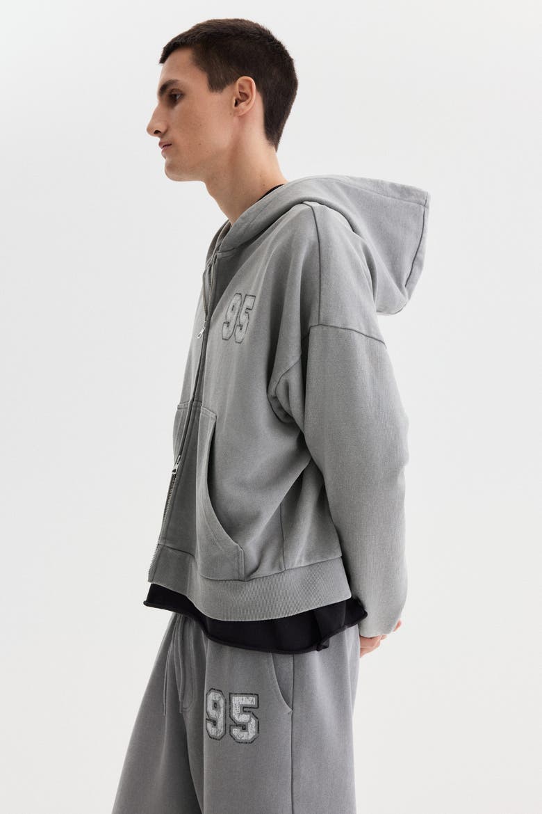 Oversized Fit Boxy Zip-through Hoodie, Alternate, color, Dusty gray/95