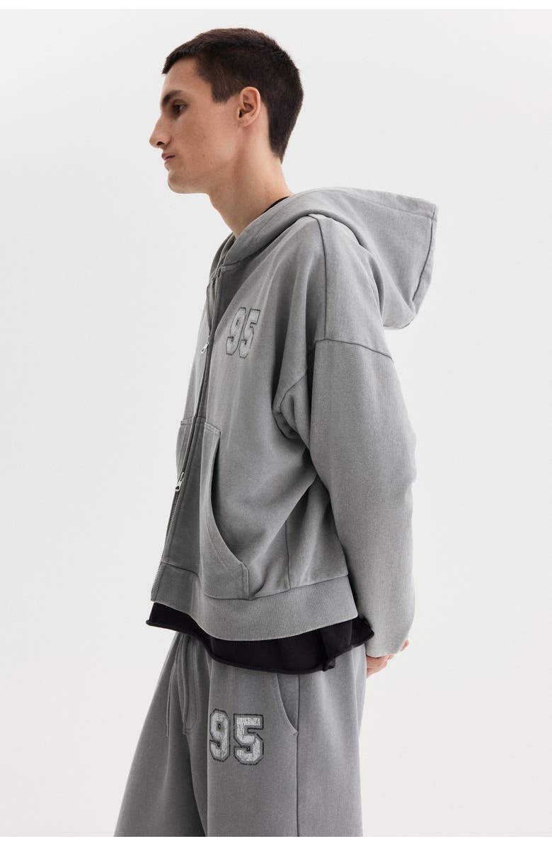 H&M Oversized Fit Boxy Zip-through Hoodie, Alternate, color, Dusty Gray/95