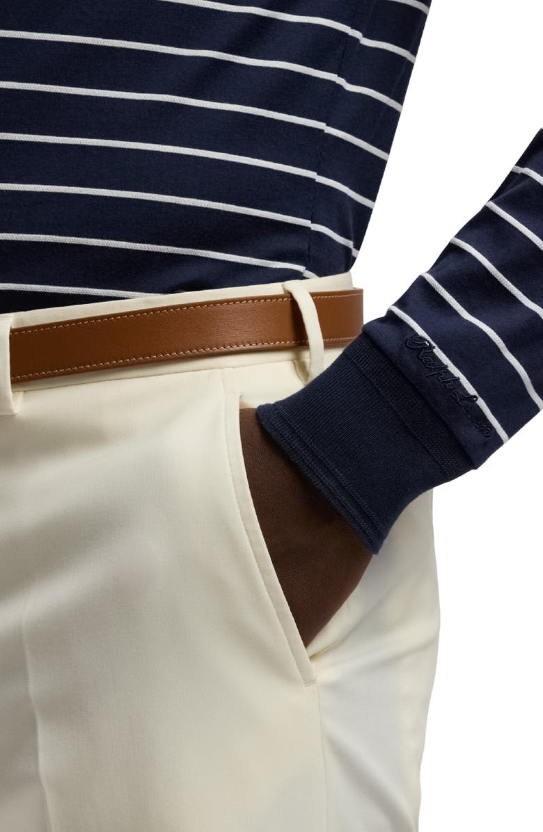 Ralph Lauren Purple Label Luxury Lisle Stripe Long Sleeve Cotton T-Shirt, Alternate, color, Classic Chairman Navy