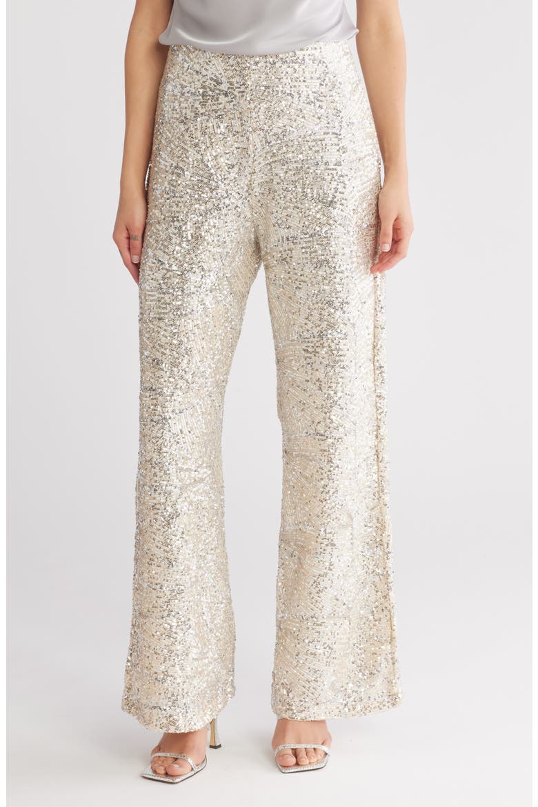 Sequin Wide Leg Pants, Main, color, FROSTED ALMOND