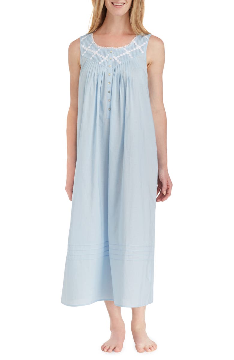 Eileen West Cotton Lawn Ballet Nightgown, Main, color, Solid Blue