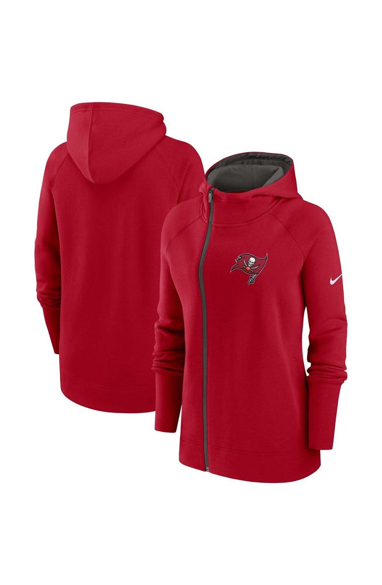 Nike Women's Nike  Red Tampa Bay Buccaneers Asymmetrical Raglan Full-Zip Hoodie, Main, color, 