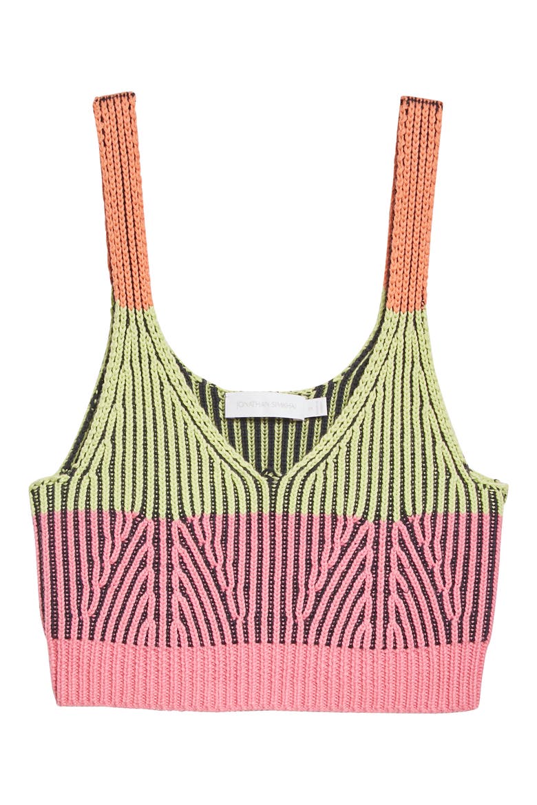 Gina Cotton & Cashmere Bralette, Alternate, color, LIME MULTI