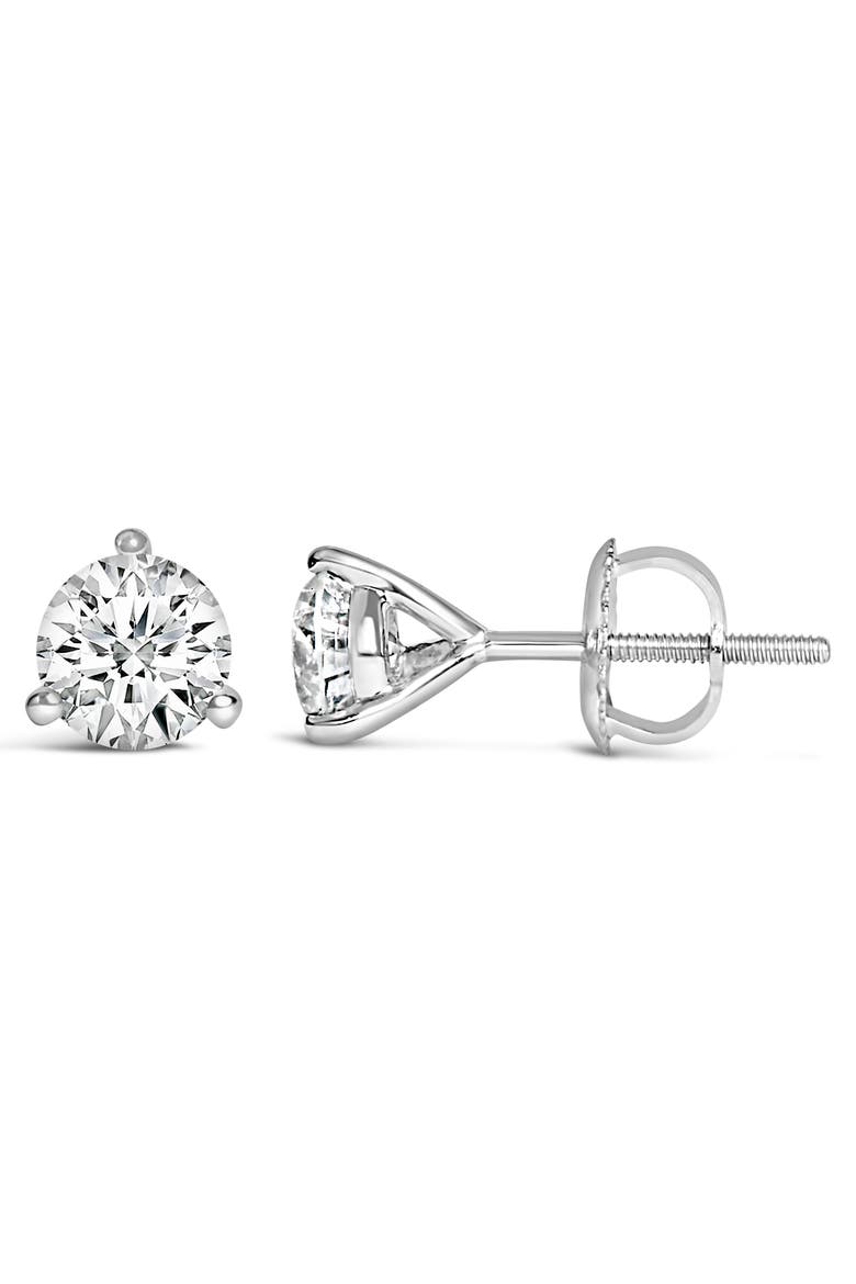 14K White Gold 3.0 Cttw 3-Prong Martini Set Lab Grown Diamond Solitaire Stud Earrings, Alternate, color, White Gold