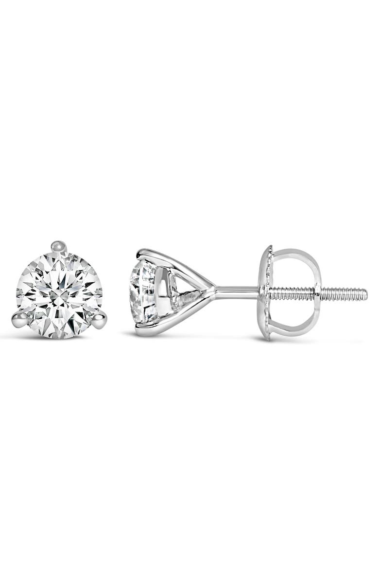 Haus of Brilliance 14K White Gold 1/2 Cttw 3-Prong Martini Set Lab Grown Diamond Solitaire Stud Earrings, Alternate, color, White