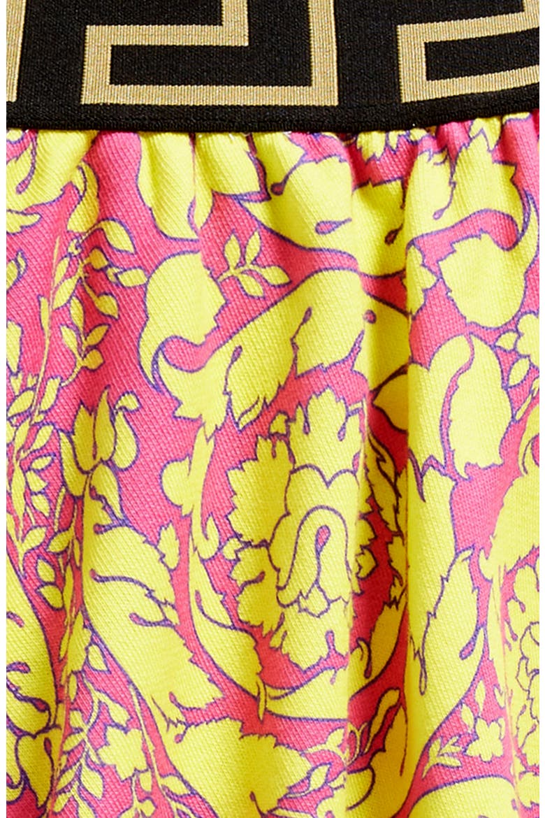 Kids' Barocco Print Cotton Shorts, Alternate, color, FUXIA GIALLO