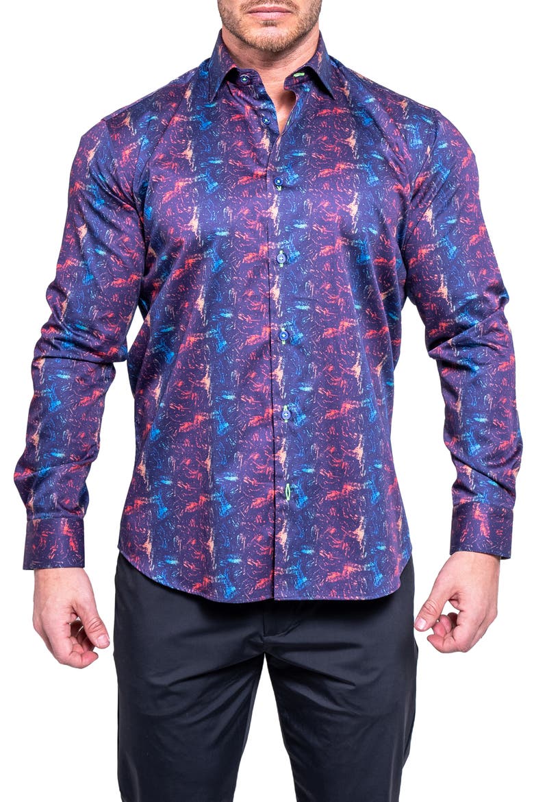 Fibonacci Resistance Contemporary Fit Button-Up Shirt, Main, color, BLUE