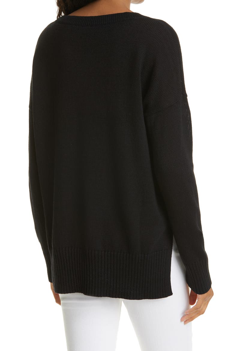 Linen & Cotton Tunic Sweater, Alternate, color, BLACK
