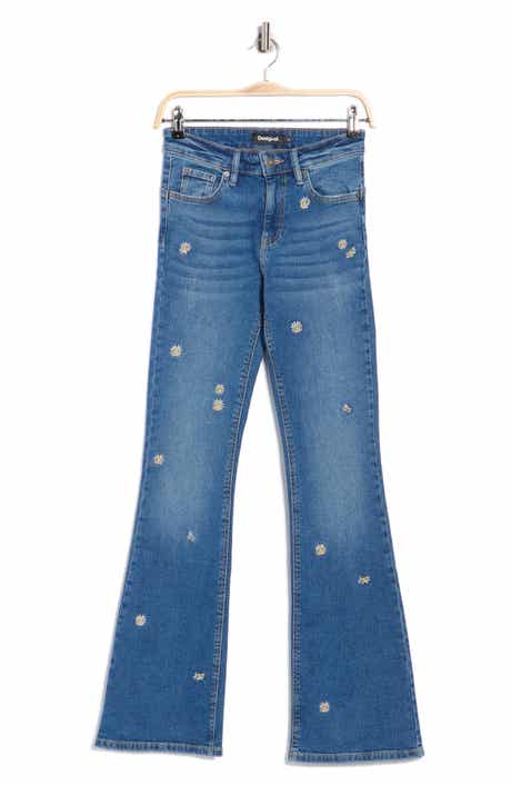 Desigual Floral Embroidered Flare Leg Jeans