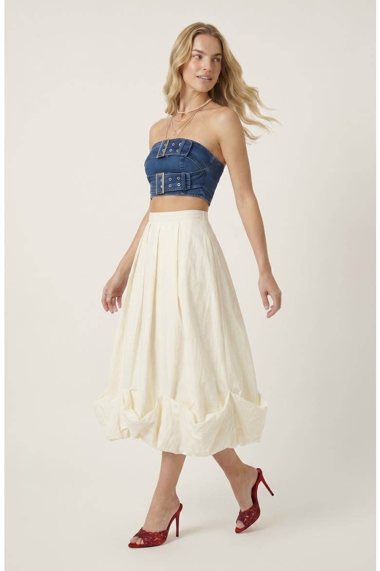 Sculpted Bubble Hem Midi Skirt, Alternate, color, Ivory
