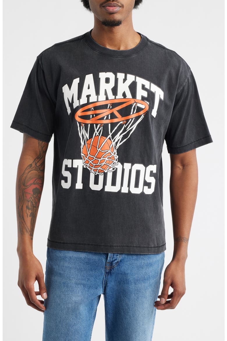 Shooting for Peace Graphic T-Shirt, Main, color, WASHED BLACK