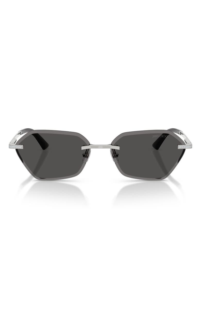 Jimmy Choo Abby 58mm Irregular Sunglasses, Main, color, Silver / Dark Grey