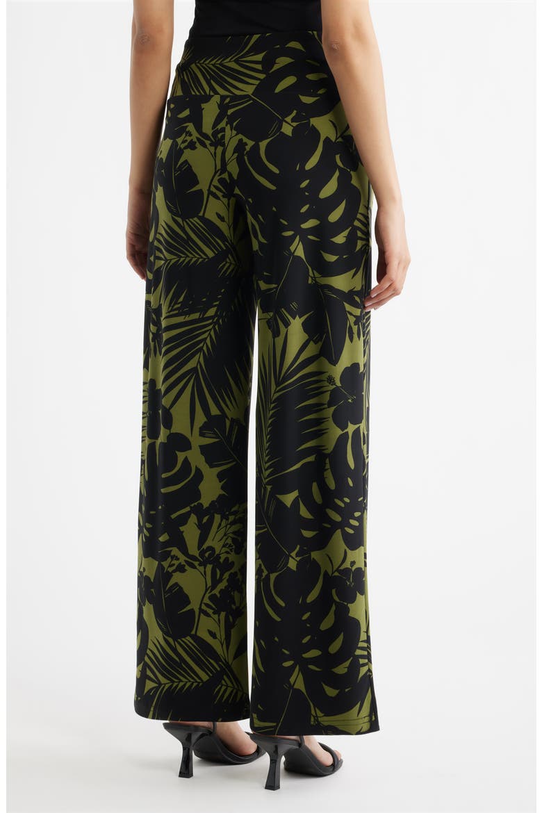 Pull-On High Waist Wide Leg Palazzo Pants, Alternate, color, BAY LEAF / ANNE BLACK