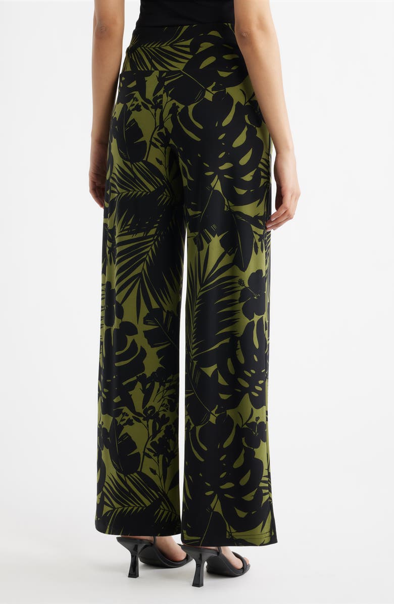 Anne Klein Pull-On High Waist Wide Leg Palazzo Pants, Alternate, color, Bay Leaf / Anne Black