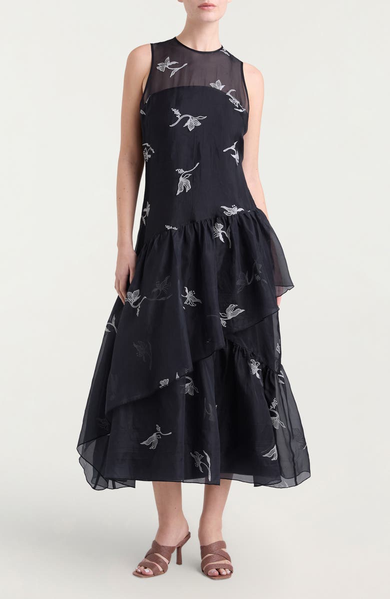 Cinq à Sept Roberta Embroidered Sleeveless Silk Cocktail Dress, Alternate, color,