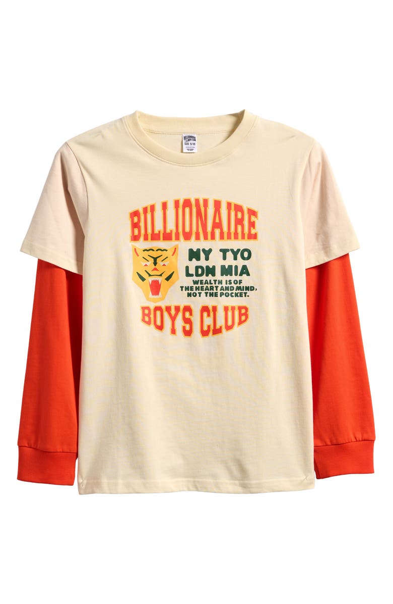 Billionaire Boys Club Kids' Champions Layered Long Sleeve Graphic T-Shirt, Main, color, Cloud Cream