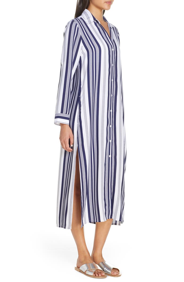 Tommy Bahama Tan Lines Stripes Cover-Up Shirtdress, Alternate, color,