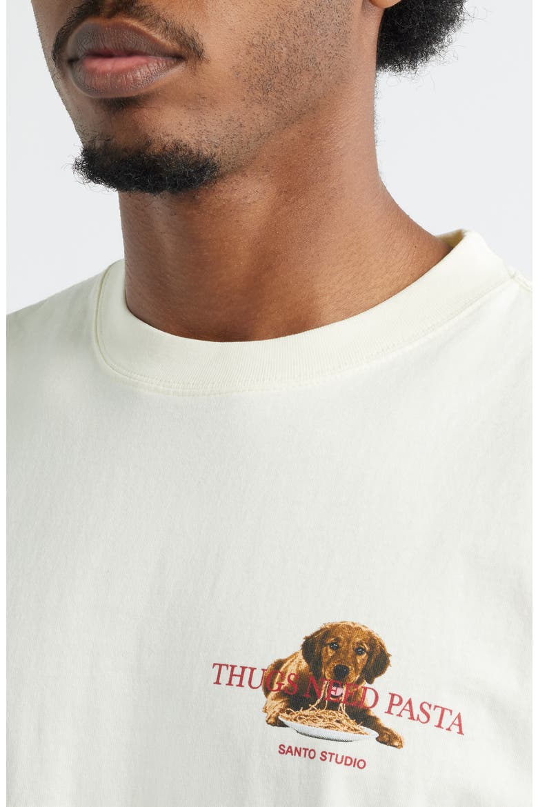 Thugs Need Pasta Graphic T-Shirt, Alternate, color, CREAM