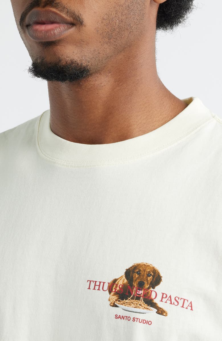 SANTO STUDIO Thugs Need Pasta Graphic T-Shirt, Alternate, color, Cream