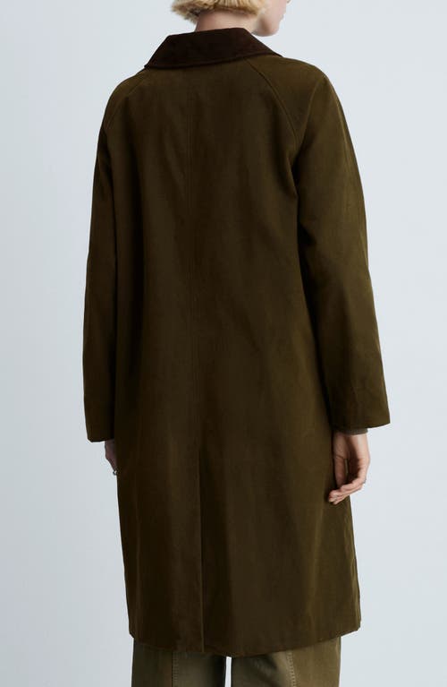 Mango Corduroy Collar Cotton Coat In Khaki Green