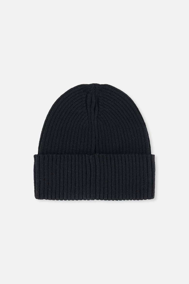Ribbed Folded Cuff Logo Hat, Alternate, color, Black