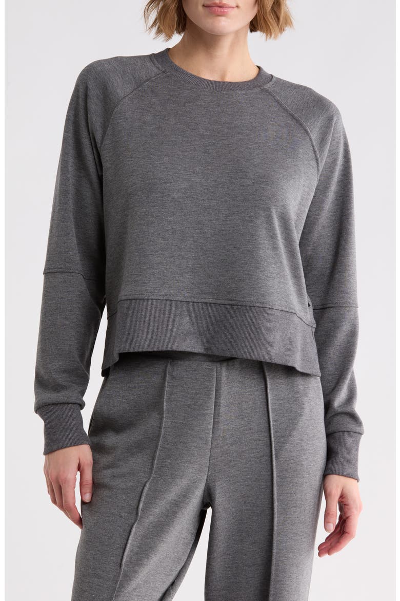 Regina Crewneck Sweatshirt, Main, color, HEATHER BLACK