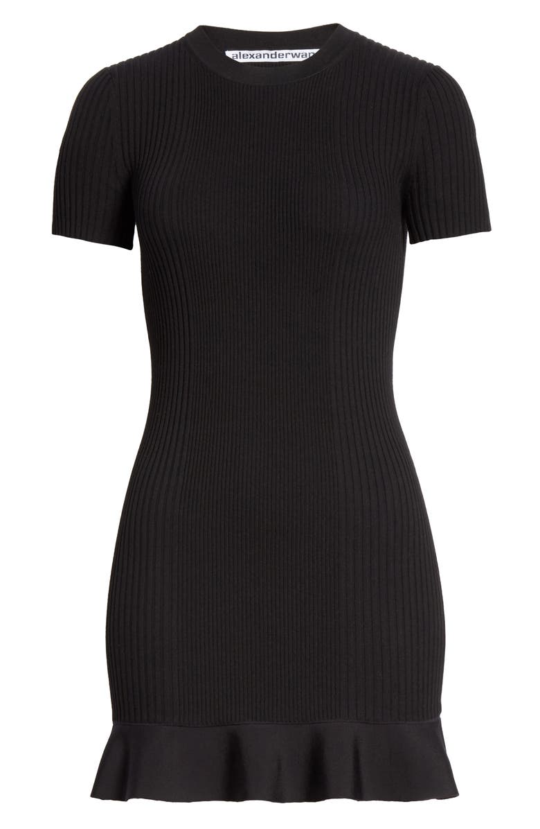 Alexander Wang Ruffle Hem Ribbed Dress, Alternate, color, 