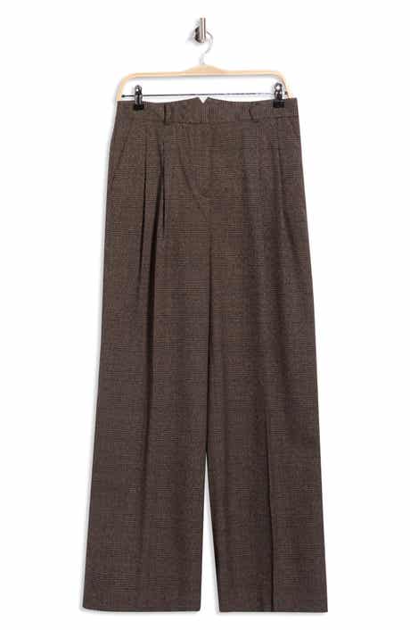 Plaid Pleated Wide Leg Pants