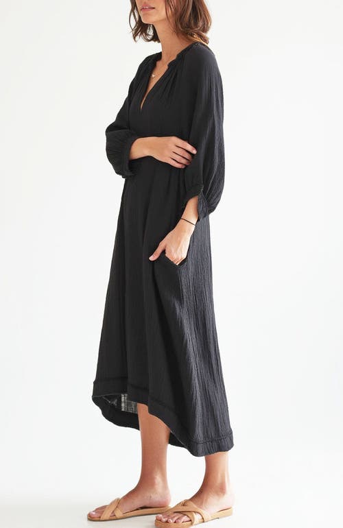 Ocean + Main Ocean+main Gauze Dress With Pockets In Black
